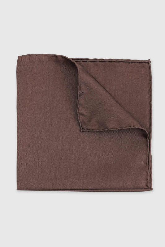 100% Silk Handmade Pocket Square Brown - View 1