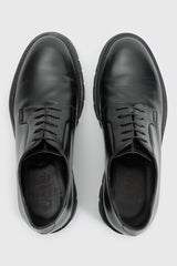 Black Glazed Calfskin Derby R Shoes - Image 1