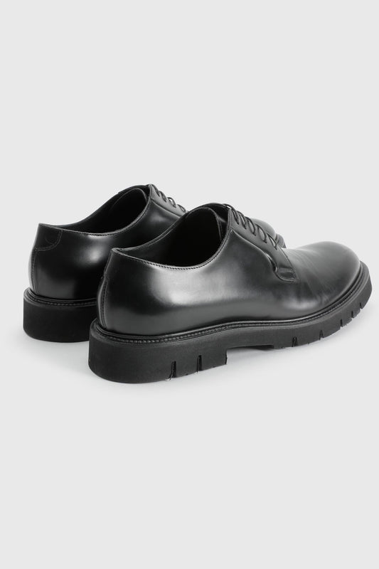 Black Glazed Calfskin Derby R Shoes - Image 2