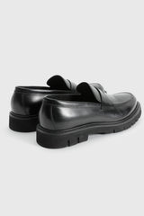 Black Glazed Calfskin Penny Loafer - Image 2