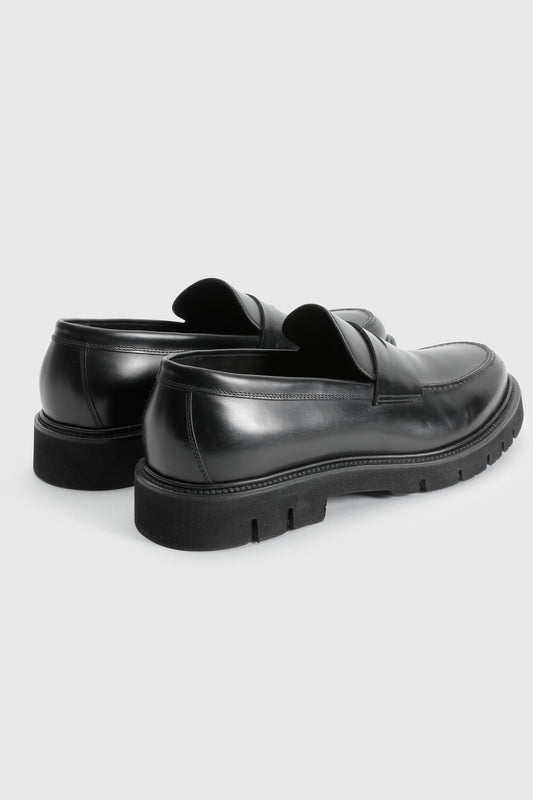 Black Glazed Calfskin Penny Loafer - Image 2