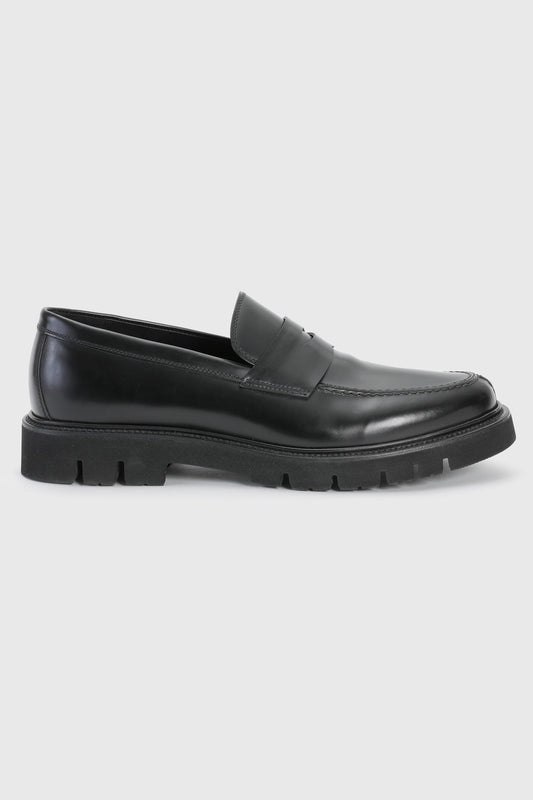 Black Glazed Calfskin Penny Loafer - Image 3
