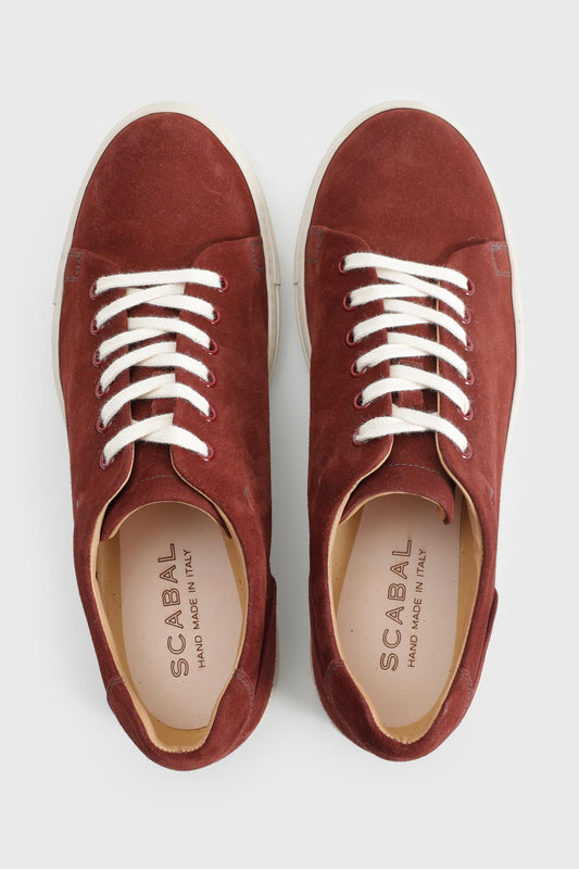 Burgundy Suede Calfskin Trainer - Image 1