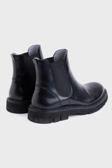 Black Glazed Calfskin Chelsea Boots