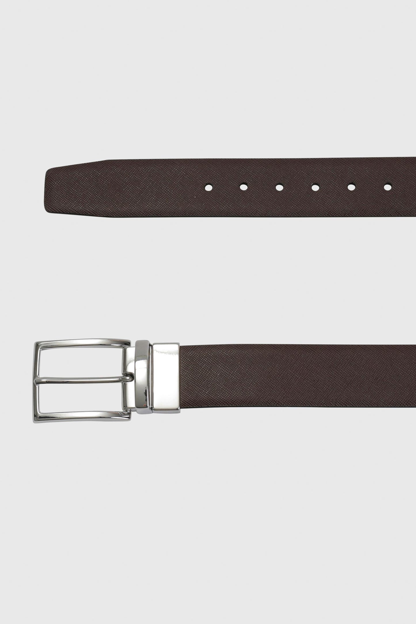 Sidmouth Calfskin Saffiano Reversible Belt Brown - View 1