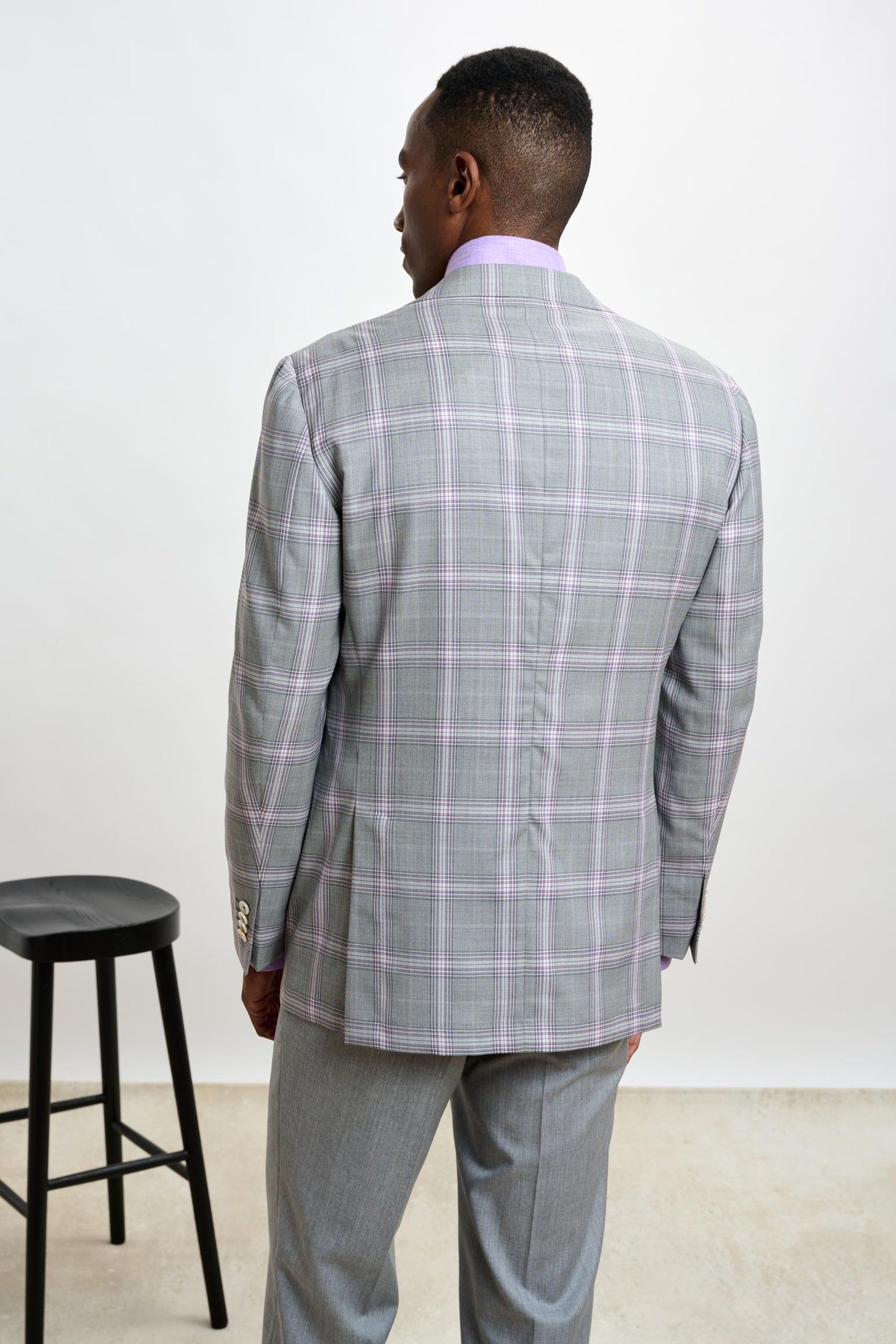 Soho Jacket Mosaic Check Light Grey Lila - View 8