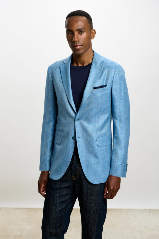 Kenton Jacket Taormina Plain Light Blue - View 6