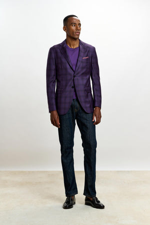 Kenton Jacket Mosaic Check Dark Aubergine - View 1