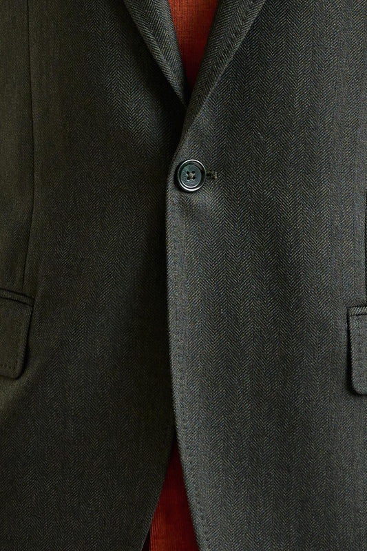 Olive Green Super 100's Wool Kenton Jacket Sonata - View 2