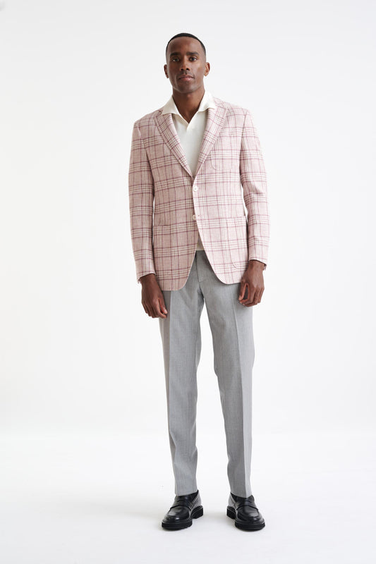 Check Pink Cotton & Linen Kenton Jacket Amalfi Trend - View Two