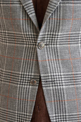 Check Light Grey Wool & Linen Kenton Jacket Amalfi Trend - View Three