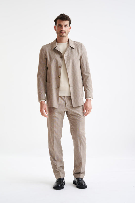 Sand Wool & Cotton Chelsea Shirt Jacket Lifestyle - View Two