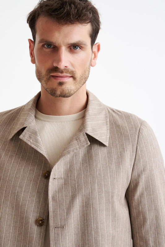 Sand Wool & Cotton Chelsea Shirt Jacket Lifestyle - View Three