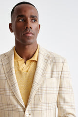 Check Yellow Cotton & Linen Kenton Jacket Amalfi Trend - View Three