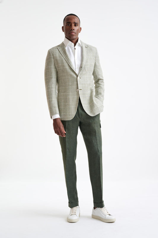Forest Green Wool & Linen Kenton Jacket Amalfi Trend - View Two