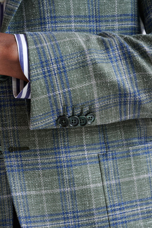 Green Wool & Silk Kenton Jacket Amalfi Trend - View Three