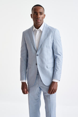 Light Blue Wool & Cotton Kenton Jacket Lifestyle - View One