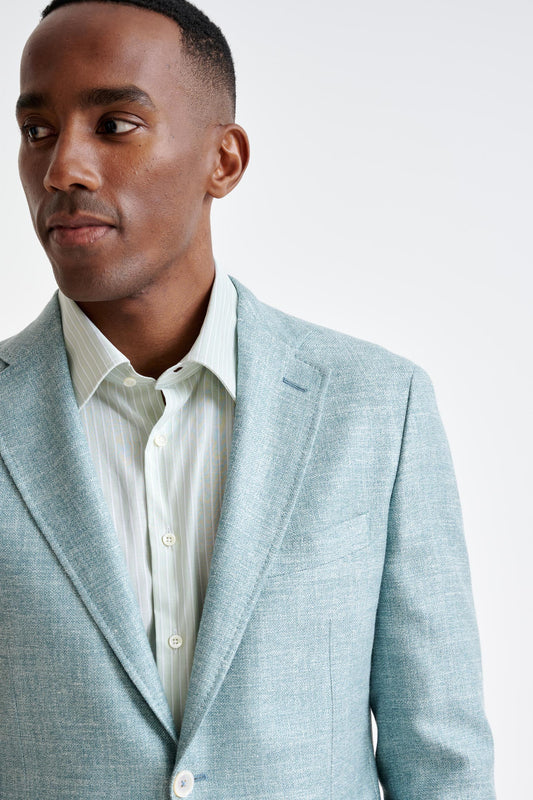 Sage Green Silk & Linen Kenton Jacket Amalfi Trend - View One