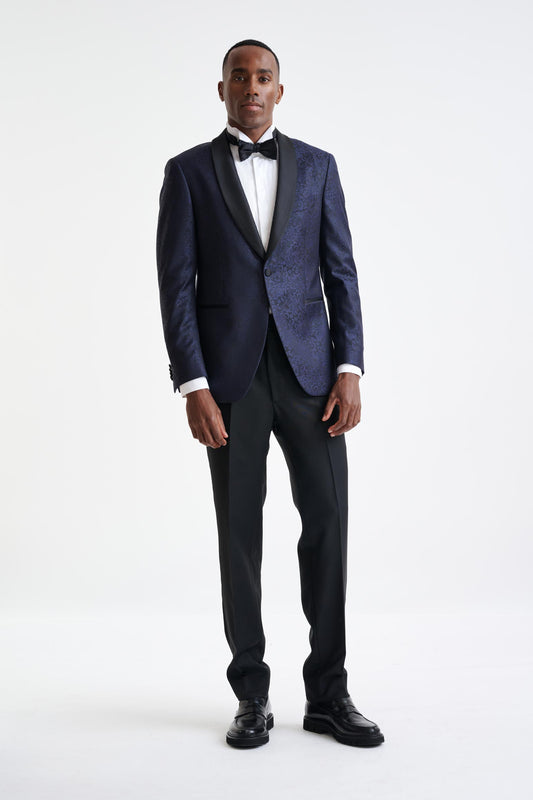 Midnight Blue Wool Soho Tuxedo Lifestyle - View Two