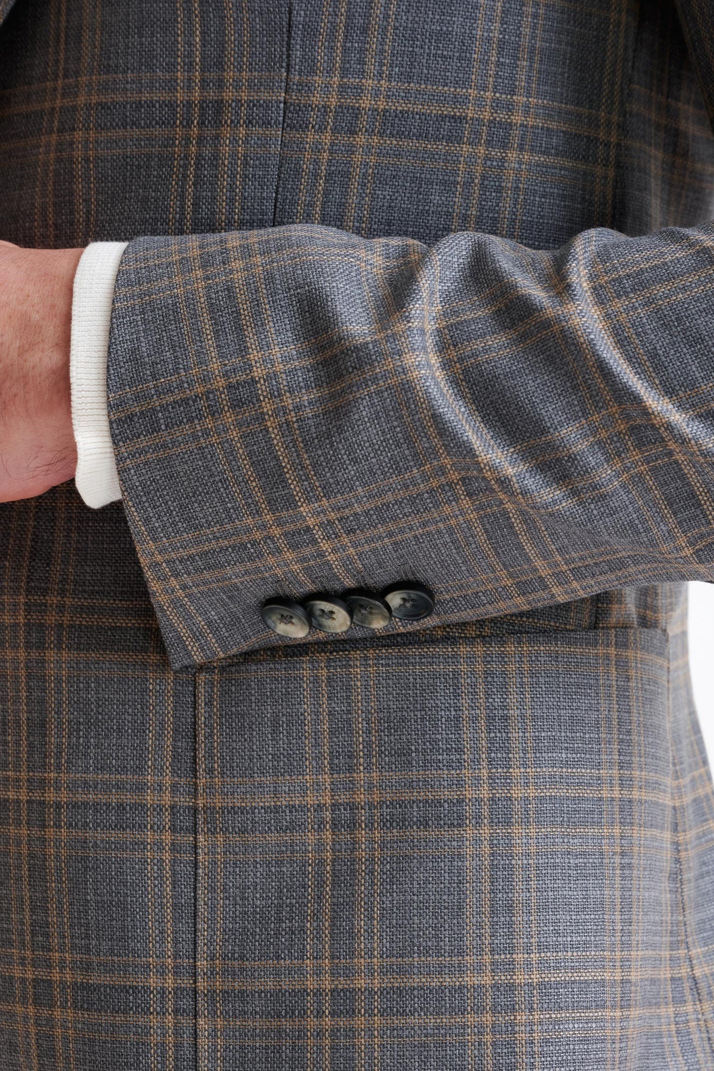 Check Grey Super 130's Wool Soho Jacket Mosaic - View Five