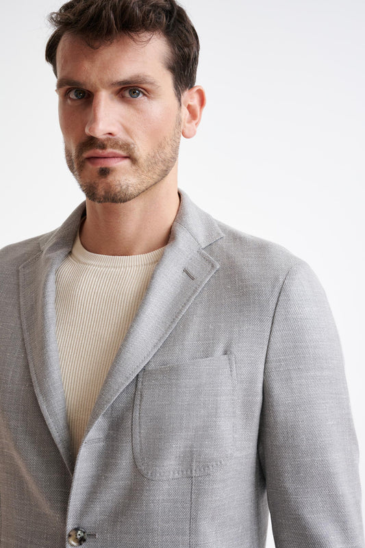 Grey Wool & Silk Kenton Jacket Amalfi Trend - View Three