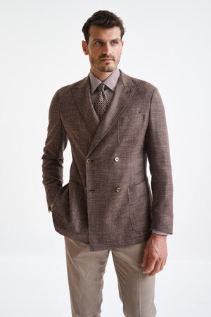 Brown Wool & Silk Kenton Jacket Amalfi Trend - View One