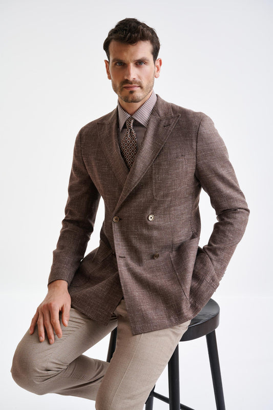 Brown Wool & Silk Kenton Jacket Amalfi Trend - View Eight
