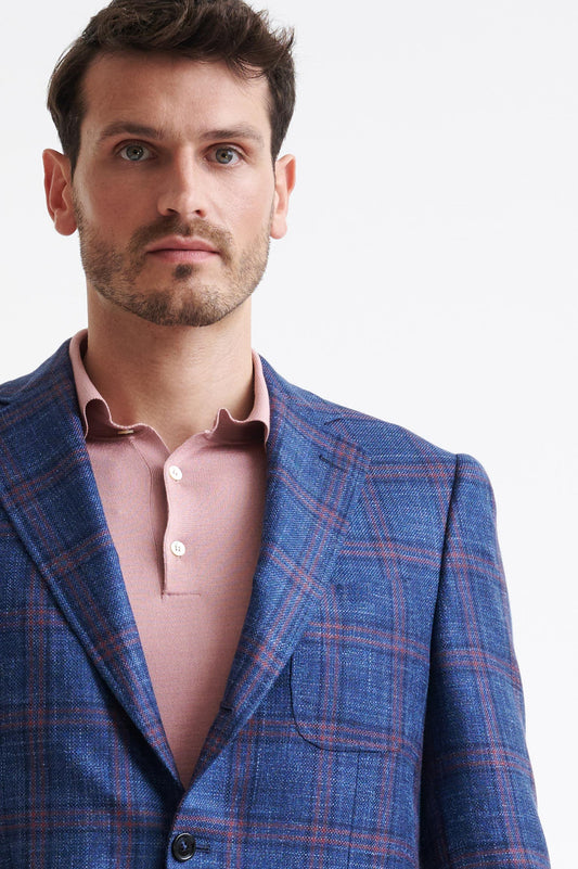 Dark Blue Wool & Silk Soho Jacket Amalfi Trend - View Three