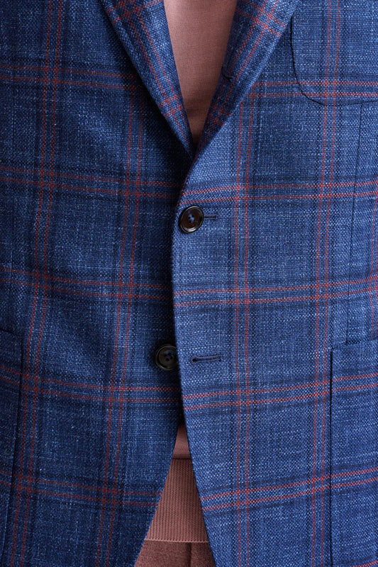 Dark Blue Wool & Silk Soho Jacket Amalfi Trend - View Four