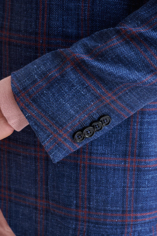 Dark Blue Wool & Silk Soho Jacket Amalfi Trend - View Five