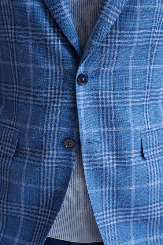 Blue Linen & Wool Soho Jacket Amalfi Trend - View Four