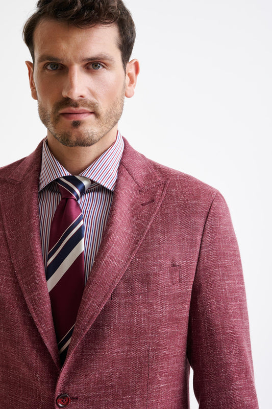 Raspberry Wool & Silk Kenton Jacket Amalfi Trend - View Three