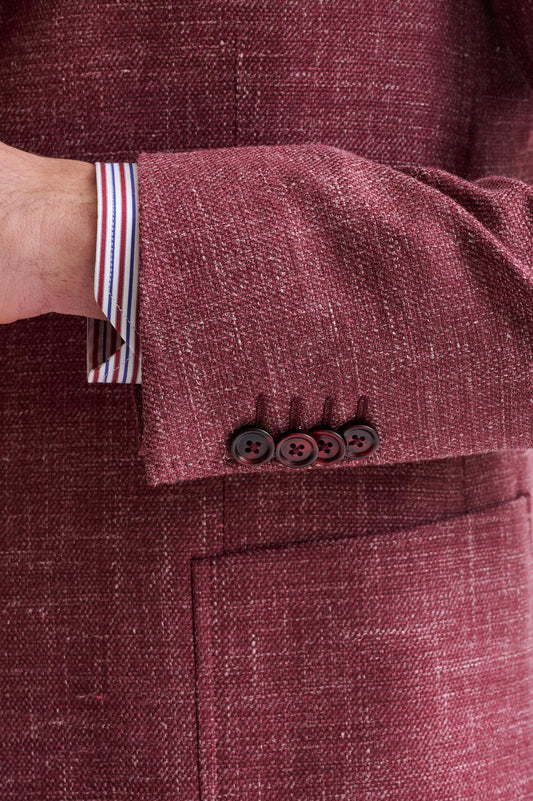 Raspberry Wool & Silk Kenton Jacket Amalfi Trend - View Four