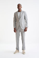 Grey White Check Wool Kenton Jacket Lifestyle - View Two