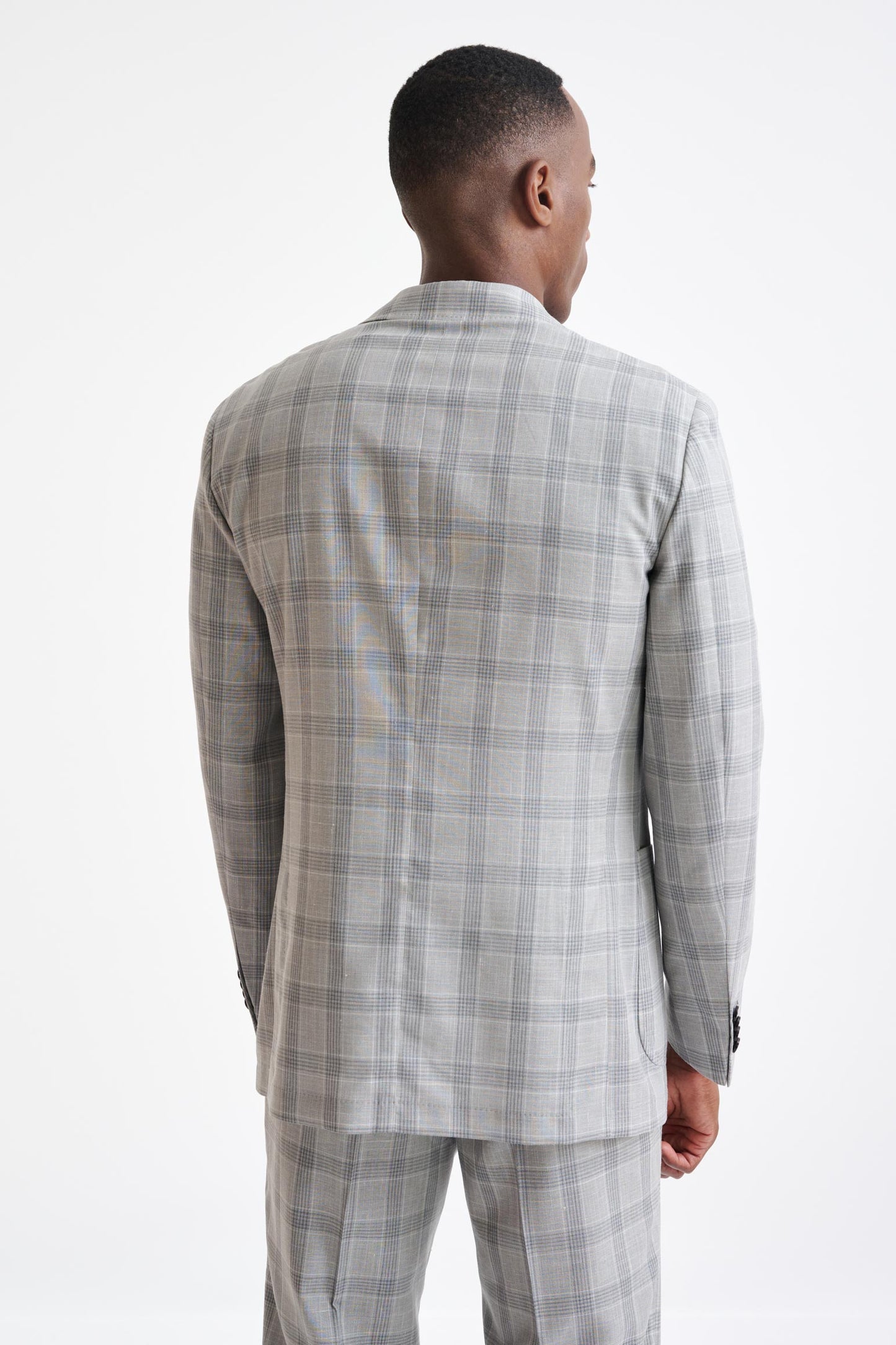 Grey White Check Wool Kenton Jacket Lifestyle - View Seven