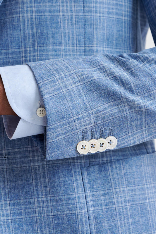 Mid Blue Wool & Cotton Kenton Jacket Lifestyle - View Five