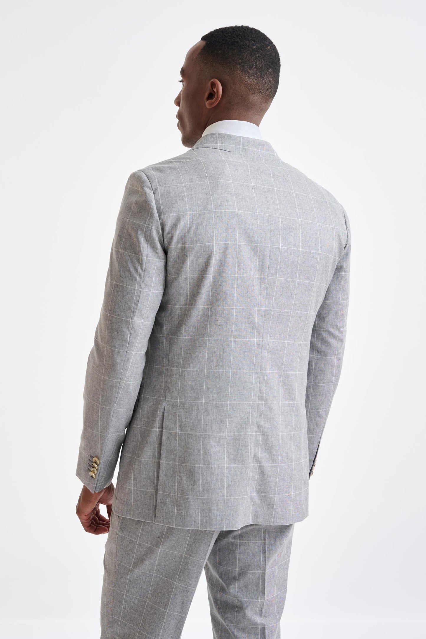 Grey Check Wool & Cotton Kenton Jacket Lifestyle - View Seven