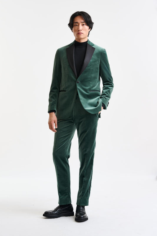 Medium Green Cotton Soho Jacket Fine Velvet - Image 3