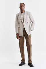 Hellbeige Kenton-Jacke aus Wolle und Leinen Jazz