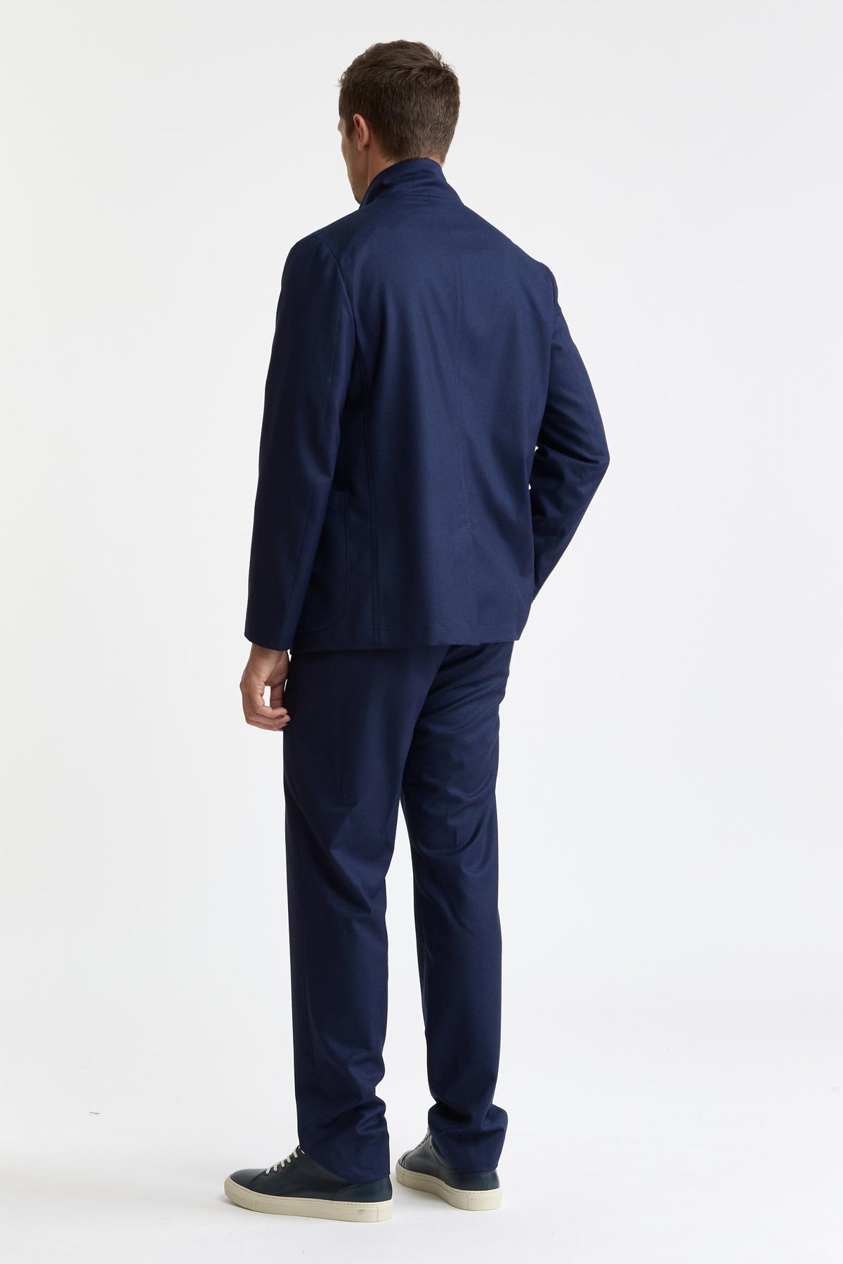 Dark Blue 100% Wool Super 100's Camden Jacket Flannel & Saxony