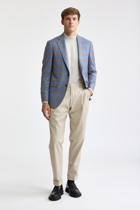 Veste Soho bleu clair 100 % laine Super 130's, modèle Cascade