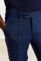 Farley Trouser Pure Linen Navy - View 2