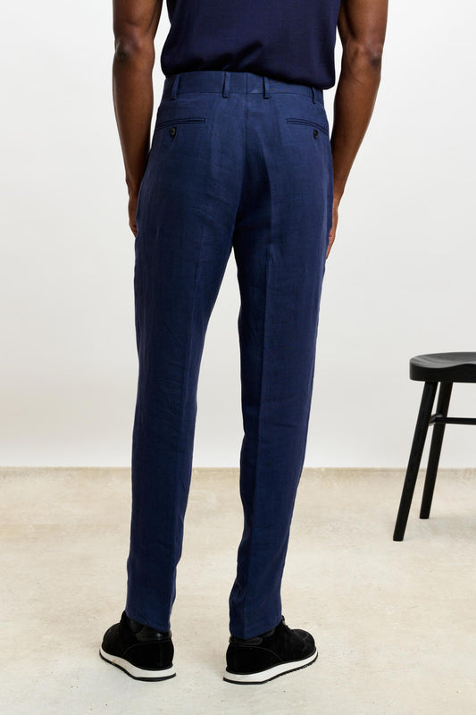 Farley Trouser Pure Linen Navy - View 3