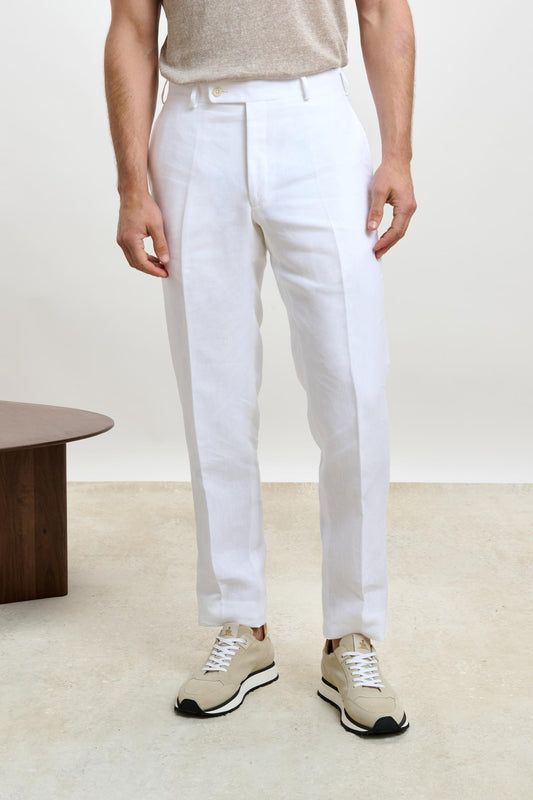 Farley Trouser Pure Linen White - View 1