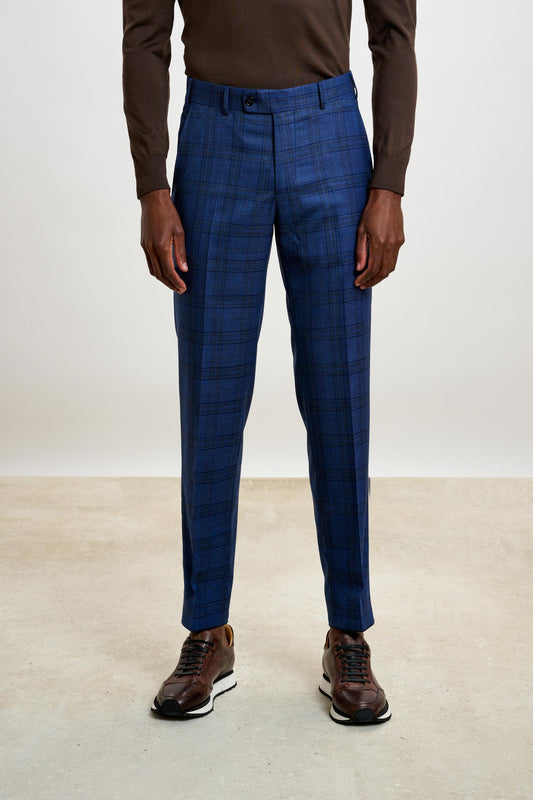 Farley Trouser Crossover Check Blue - View 1