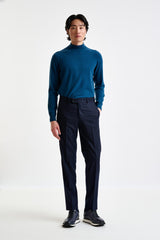 Navy Super 120's Wool Farley Trouser Flannel Saxony - View 1