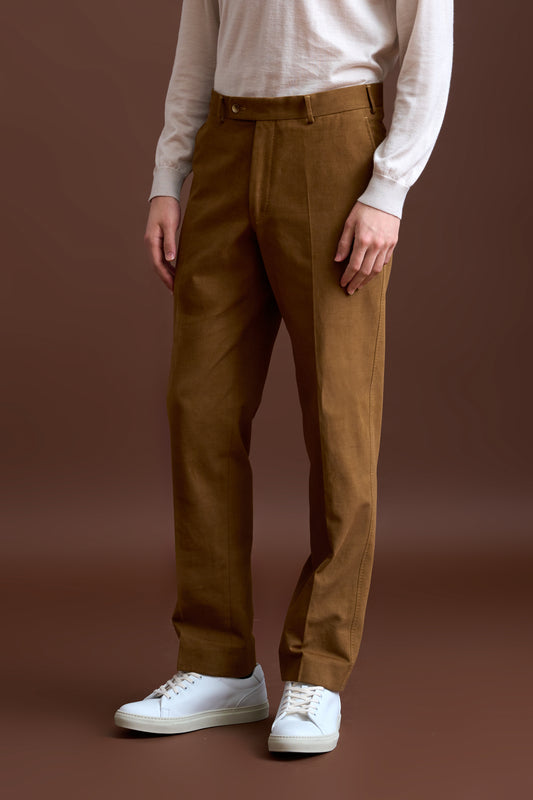 Brown Cotton & Cashmere Farley Trouser - View 2