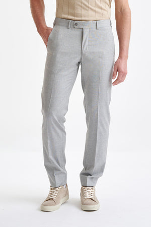 Light Grey Wool & Cotton Farley Trousers Lifestyle - View One