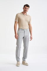 Light Grey Wool & Cotton Farley Trousers Lifestyle - View Two