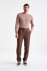 Brown Linen Farley Trousers Pure Linen - View Two
